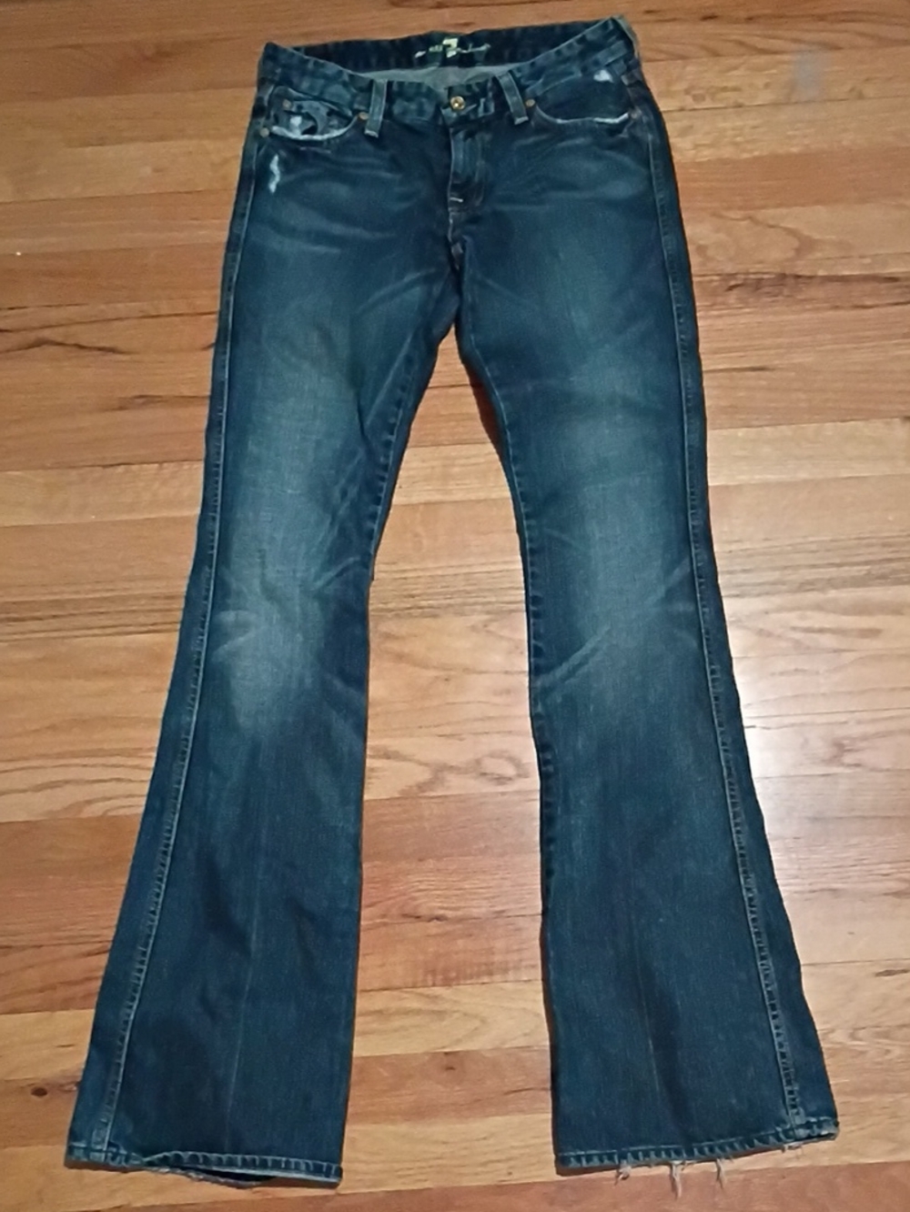 7 For All Mankind Women's Dark Blue Flare Jeans Size 30 XLong